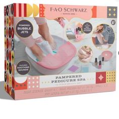 Fao Schwarz Girls Pampered Pedicure Deluxe Foot Spa Set - 14pc Nwt Ages 8+ And Older Soak, Paint, And Decorate Your Toes And Fingers Everyday Is A Spa Day Music And Bubbling Water With The Press Of A Button Includes Foot Soaks, Polish And Stickers 4 Aa Batteries (Not Included) Description Turn Any Evening Into A Relaxing Retreat With The Deluxe Girls Foot Spa Set From Fao Schwarz. This Delightful Set Has Everything Your Little Girl Needs For A Little Stay-Cation. No Spa Day Is Complete Without S Wizard Of Oz Dolls, Foot Soaks, Vinyl Fashion, Tea Party Setting, Ballerina Doll, Fao Schwarz, Spa Set, Foot Spa, Girl Needs