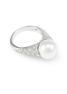 Ethereal Pearl sterling silver ring with simulated diamonds made by The Collegiate Standard  - #ethereal #pearls #pearlring #pearljewelry #jewelry #accessories #cutejewelry #classyjewelry #engagementrings #giftsforher Pearl Costume, Silver Infinity Ring, Silver Pearl Ring, Costume Rings, Ring Fashion, Classy Jewelry, Fashion Accessories Jewelry, Silver Pearls, Pearl Ring