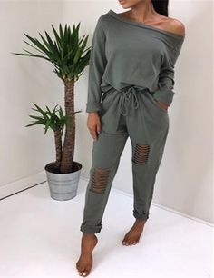 Longwu Womens Casual OffShoulder Drawstring Jumpsuits Knee Hole Pants Party Club Rompers ArmygreenXL ** Read more reviews of the product by visiting the link on the image.(It is Amazon affiliate link) #JumpsuitsForWomen Jumpsuit Fall, Neck Bandage, Colorful Jumpsuit, Cropped Jumpsuit, Long Sleeve Jumpsuit, Casual Jumpsuit, Punk Style, Sleeveless Jumpsuits, Wholesale Fashion