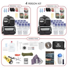 the contents of a backpack are shown with instructions