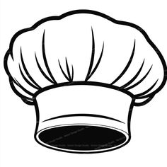 a black and white drawing of a chef's hat