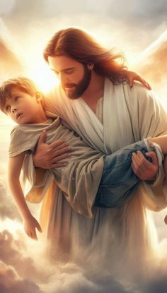 jesus carrying a child in his arms