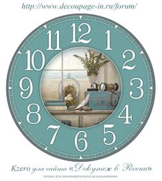 a clock with an image of a woman sitting on a window sill