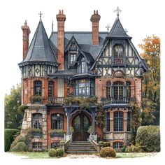 this is an artist's rendering of a victorian style house