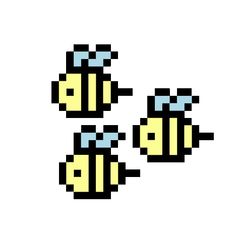 two pixel style bees with one looking at the camera