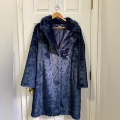 Guess Midnight Blue Faux-Fur Coat. Size Xs. Very Thick, Warm, And High Quality. New Without Tags. Never Worn. Blue Fur Coat With Faux Fur Lining For Fall, Blue Faux Fur Winter Coat, Winter Blue Faux Fur Coat, Blue Faux Fur Coat For Winter, Blue Fur Coat With Faux Fur Trim, Chic Blue Fur Coat, Blue Outerwear With Faux Fur Lining And Long Sleeves, Blue Outerwear With Faux Fur Trim And Long Sleeves, Blue Outerwear With Faux Fur Lining For Fall