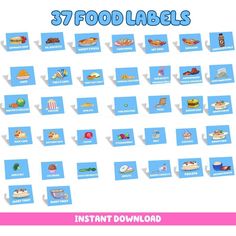 an image of 37 food labels