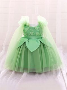 Baby Girls' Green Tulle Luxury Princess Party Dress Green   Sleeveless Polyester Plain,Plants Fit and Flare Non-Stretch All Baby Girls Clothing, size features are:Bust: ,Length: ,Sleeve Length: Princess Fancy Dress, Princesa Tiana, Tinkerbell Party, Green Tulle, Fancy Dress Costume, Fancy Dress Costumes, Dress Costume, Princess Party