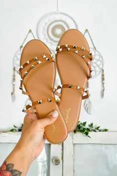 Tan Studded Sandals Valentino Studs