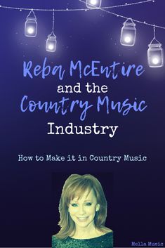 an advertisement for the country music industry with lights hanging from strings and jars above it