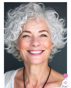 Curly Hairstyles For 60 Year Old Women, Spiral Perm Short Hair Curly Bob, White Curly Hairstyles, Curly Gray Hair Over 50 Curls, Chin Length Curly Hair, Curly Bobs For Older Women, Platinum White Hair, Gray Curly Hair