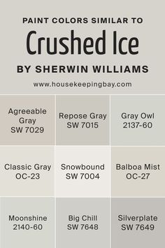 Colors Similar to Crushed Ice SW 7647  by Sherwin-Williams Crushed I E Sherwin Williams, Sw Big Chill Paint, Sw Crushed Ice Walls, 1880 Kitchen, Sw Silverplate, Sw Big Chill, Crushed Ice Sherwin Williams, Bm Balboa Mist, Sherwin Williams Crushed Ice