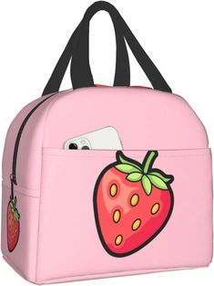 Carry your meals in sweet style with our Strawberry Print Insulated Lunch Bags – adorable and practical accessories that keep your food fresh while adding a touch of fruity charm to your lunchtime routine. These kawaii lunch bags aren't just for carrying meals; they're a celebration of the delightful allure of strawberries and the joy of combining function with fashion. Transform your lunchtime with the delightful charm of our Strawberry Print Insulated Lunch Bags – where freshness meets fruity Trendy Pink Bag With Strawberry Print, Kawaii Lunch, Cute Strawberry Print Bags For Everyday Use, Strawberry Print Tote Bag For Daily Use, Daily Use Strawberry Print Tote Bag, Cute Strawberry Print Tote Bag, Practical Accessories, Harajuku Street Style, Kawaii Backpack