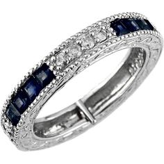 Royal 14K White Gold Sapphire & Diamond Band - Timeless Elegance Elegant Sapphire Jewelry With Half Eternity Design, Formal Sapphire Jewelry With Half Eternity Detail, Classic Sapphire Ring Channel Set For Formal Occasions, Classic Channel Set Sapphire Ring For Formal Events, Elegant Blue Rings With Single Cut Diamonds, Classic Sapphire Wedding Rings With Diamond Accents, Elegant Channel Set Bands, Classic Formal Sapphire Ring Channel Set, Elegant Sapphire Jewelry With Half Eternity