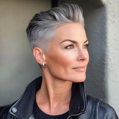 71 Fabulous Gray Hairstyles for Women Over 50 to Try in 2024 Short Hair Women Over 50, Short White Hair, Short Silver Hair, Very Short Haircuts