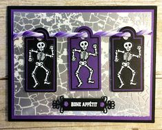 a card with three skeleton tags on it