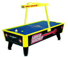 an air hockey table with the name laser hockey written on it's front and bottom