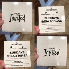 four business cards with the words you're married printed on them, in black and white