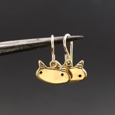 Gold Cat Design Earrings For Gifts, Gold Cat Ears Jewelry As Gift, Gold Cat Ears Jewelry For Gifts, Gold Cat Ears Jewelry Gift, Gold Cat Ears Jewelry For Gift, Gold Cat Design Dangle Jewelry, Gold Dangle Cat Design Jewelry, Kitty Style, Sterling Silver Charms