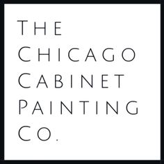 the chicago cabinet painting co logo in black and white with text that reads,'the chicago cabinet painting co '