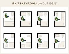 the bathroom layout is shown with six different areas for each individual to sit and use