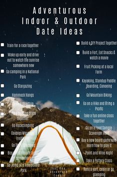 an advertisement for the adventure and outdoor date ideas