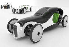 an electric car is shown in three different positions, including the front and rear wheels