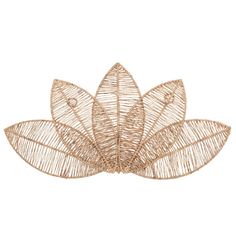 a gold wire sculpture with leaves on it