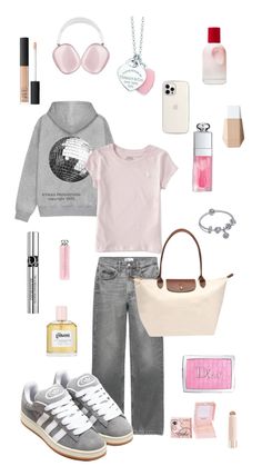 #beauty #outfitinspo #stockholmoutfit #stockholmestyle #stockholm #aesthetic #pink #grey Stockholm Aesthetic, Preppy Summer Outfits, Stockholm Style, Cute Outfits For School, Aesthetic Pink