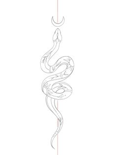 a drawing of a snake hanging from a hook