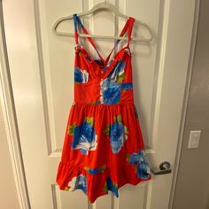 Nwt. Straps Can Be Worn As A Halter. Red A-line Sundress For Summer, Red Lined Mini Dress For Spring, Red Lined Mini Dress For Day Out, Red Fitted Summer Sundress, Red Fitted Sundress For Summer, Fitted Red Summer Sundress, Casual Red Sundress For Spring, Red Casual Sundress For Spring, Red Fitted Casual Sundress