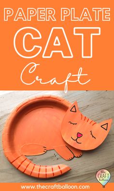 paper plate cat craft for kids with text overlay that says paper plate cat craft