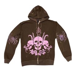 Please strictly follow the size chart to select the size. Do not select directly according to your habits. Aesthetic Clothes Grunge, Goth Jacket, Rhinestone Spider, E Girl Style, Spider Skull, Punk Jacket, Goth Harajuku, Clothes Grunge, Aesthetic Hoodies