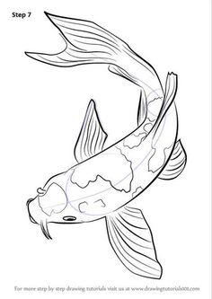 a drawing of a koi fish with the words step 7 in it's center