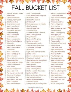 fall bucket list with leaves on it