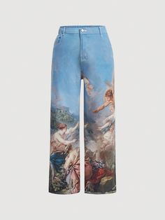 Women's Plus Size Character Print Straight Leg Boyfriend Jeans Multicolor    Denim Figure Wide Leg Non-Stretch  Women Plus Clothing, size features are:Bust: ,Length: ,Sleeve Length: Clothes To Draw, Graphic Jeans, Off The Shoulder Tee, Looks To Recreate, Plaid Trousers, Printed Sleeveless Top, Fairy Princess, Cute Comfy Outfits, Dark Jeans