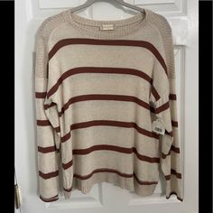 Nwt Color: Oatmeal And Tan Size: Medium Oatmeal Long Sleeve Sweater For Fall, Casual Oatmeal Sweater For Fall, Casual Long Sleeve Oatmeal Sweater, Altard State Sweaters, Chunky Sweater Cardigan, Sleeveless Kimono, Oversized Pullover Sweaters, Cream Colored Sweater, Waffle Sweater