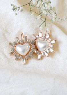 Pearl Drop Earrings Heart Crystal Drop Earrings White Hear | Etsy Elegant Heart Bead Earrings For Anniversary, Wedding Heart Earrings With Pearl Drop, White Double Heart Earrings For Wedding, Heart Beads Drop Earrings For Anniversary, Rose Gold Heart Drop Earrings For Wedding, White Double Heart Wedding Earrings, Silver Bridal Earrings For Valentine's Day Wedding, Wedding Double Heart Earrings, Valentine's Day Wedding Pearl Drop Earrings