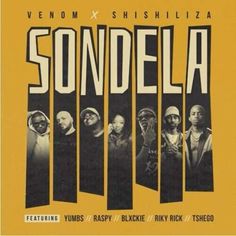 the cover art for sondela, featuring various black and white images on an orange background