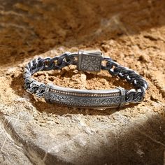 ⭐ Enjoy 35% OFF this December! Celebrate the season with amazing savings! ⭐ This striking heavy masculine silver bracelet has been meticulously hand-engraved with intricate detailing, making it a truly unique piece of jewelry. Crafted from high-quality sterling silver, this bracelet is designed to be bold and eye-catching, perfect for making a statement. With its sturdy construction and substantial weight, this bracelet is perfect for the modern man who wants a piece of jewelry that's both styli Silver Engraved Bracelet, Mens Cuff Bracelets, Mens Chain Bracelet, Gray Bracelet, Handmade Birthday Gifts, Unique Silver Jewelry, Mens Bracelet Silver, Mens Anniversary Gifts, Elegant Bracelet