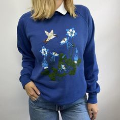 Vintage Nature Boho Sweatshirt. 90s Double Collar Nature Grandma Sweater.   Measures 20x25. (2032) #Boho #Nature #Indie #DoubleCollar #Cottage Boho Sweatshirt, Boho Nature, Grandma Sweater, Double Collar, Vintage Nature, Sweatshirts Women, Cottage, Womens Tops, Women Accessories