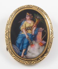 14K Gold Victorian Swiss Enamel Goddess Portrait Rose Cut Diamond Brooch Pin | eBay Ceres Goddess, Goddess Portrait, Victorian Portraits, Horsebit Loafers, Pearl Rose, Gucci Horsebit, Diamond Brooch, Pin Pendant, Victorian Art