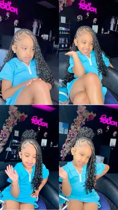 Lemonade Braids With Knotless Kids, Ruberband Hairstyle Braids, Braided Bow Hairstyles, Kids Braids With Curls, Bow Hairstyle Braids, Back To School Hairstyles Braids Kids, Fulani Braids For Kids, Easy Braided Hairstyles For Kids Black, Half Lemonade Braids Half Box Braids