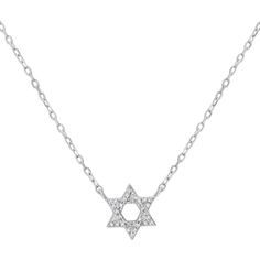 Ruchi New York - Leah Pendant Elegant Silver Star Of David Necklace, Elegant Star-shaped Jewelry With Single Diamond, Elegant Star-shaped Diamond Necklace With Accents, Elegant Star Diamond Necklace With Diamond Accents, Elegant Star-shaped Diamond Necklace, Elegant Star-shaped Single Diamond Jewelry, Elegant Star-shaped White Gold Diamond Necklace, Elegant Star Of David Anniversary Jewelry, Elegant Star Shaped White Gold Diamond Necklace