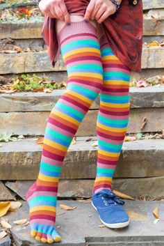 Striped Over the Knee Toe Socks | Sock Dreams Kilt Socks, Tie Dye Sticker, Half Socks, Thigh High Sock, Plus Size Tights, Tabi Socks, Sweater Socks, Trouser Socks, Toddler Socks