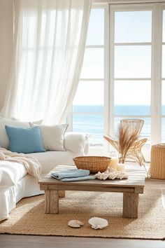 Florida-inspired open concept coastal living space with breezy decor and natural light Coastal Color Palettes, Coastal Home Exterior, Coastal Homes Plans, Beach Interior Design, Seaside Garden, Beach Interior, Coastal Artwork, Coastal Interiors Design