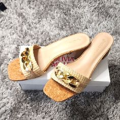 New With Box, Never Worn Sandals. Gold Block Heel Sandals For Beach, Trendy Gold Wedge Sandals For Vacation, Gold Block Heel Sandals For Vacation, Gold Summer Heels For Vacation, Block Heel Platform Sandals, Womens Strappy Sandals, Olivia Miller, Fringe Sandals, Studded Flats