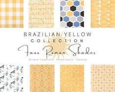 "Brazilian Yellow, Faux Roman Shade, White, Custom, Window, Topper, Treatment, Living, Dining, Kitchen, Bath, Bed, Room, Nursey, Mock Roman Faux Roman Shades are the perfect & easy way to add style & beauty to your room. They have the classic look of roman shades with folds and are used when you do not require operable shades. They are a fixed length and mount over existing blinds or just as a beautiful window topper. COLLECTION: Brazilian Yellow & White, 100% Cotton Slub. Linen-like finish.  OR Nuetral Nursery, Yellow Window Treatments, Yellow Cupboards, Nursery Valance, Boys Room Curtains, Navy Curtains, Window Toppers, Faux Roman Shades, Yellow Curtains