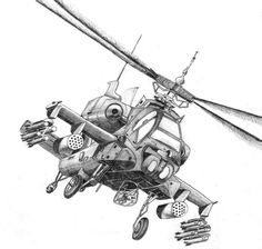 a drawing of a helicopter flying through the air