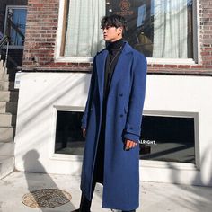 Find ideas๏ฟฝand inspiration for Men Long Loose Fit Double Breasted Wool Blend Trench Coat British OUTWEAR Parka, Mens Coats Jackets Vests Turtle Neck Outfit Men, Long Coat Outfit, Kpop Fashion Men, Turtleneck Outfit, Long Trench, Winter Outfits Men